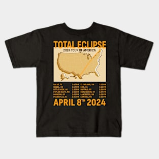 Total Solar Eclipse April 8th 2024 Tour of America Kids T-Shirt